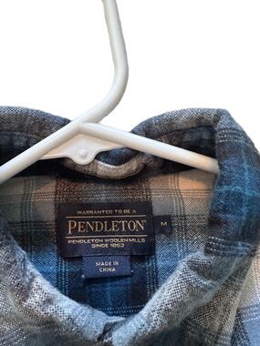 Pendleton Blue Gray Plaid Wool Shirt